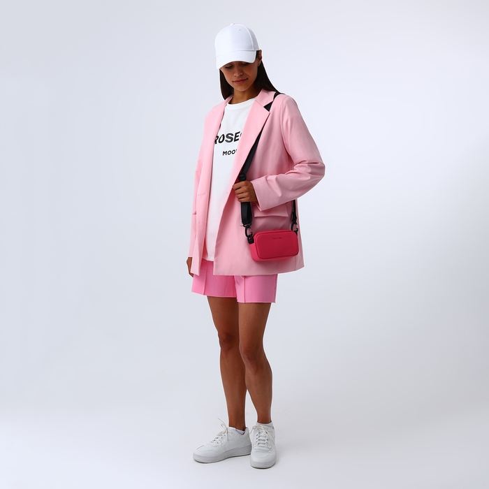 Сумка женская на молнии, TEXTURA, маленький размер, длинный ремень, цвет фуксия