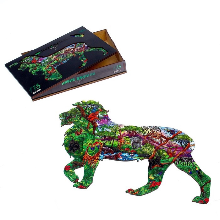 Пазл деревянный фигурный «Лев. Дикие джунгли», 173 элементов Пазл деревянный фигурный «Лев. Дикие джунгли», 173 элементов