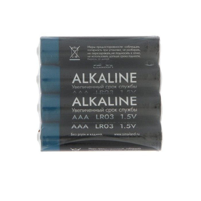 Батарейка алкалиновая (щелочная) LuazON, AAA, LR03, спайка, 4 шт