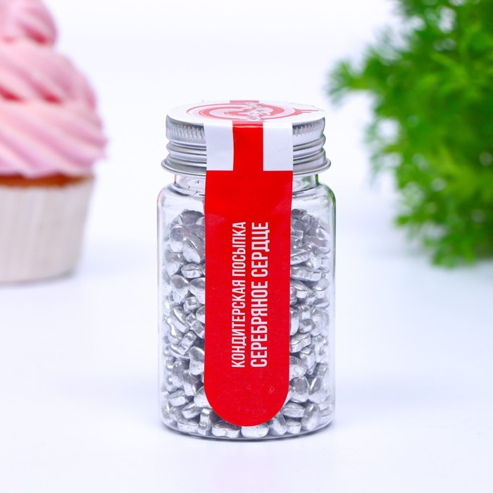 Кондитерская посыпка &laquo;Серебряное сердце&raquo;, 50 г