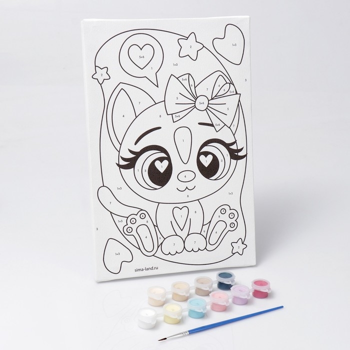 Картина по номерам для детей &laquo;Кошечка с бантиком&raquo;, 20 х 30 см