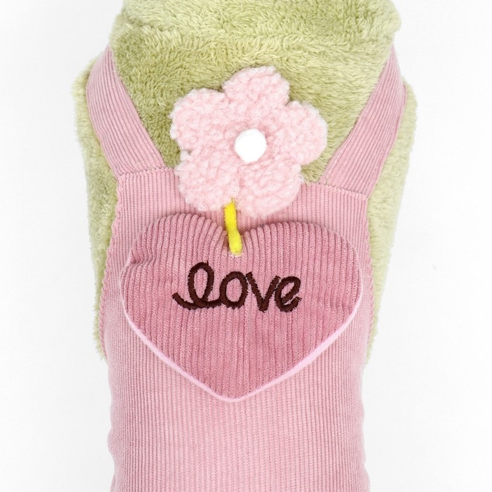 Комбинезон Комбинезон "Love", размер XS (ДС 20 см, ОГ 30 см, ОШ 20 см), зелёный/розовый