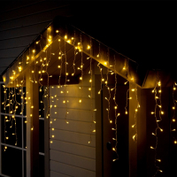 Гирлянда &laquo;Бахрома&raquo; 3 &times; 0.9 м, IP44, УМС, прозрачная нить, 232 LED, свечение тёплое белое, 220 В