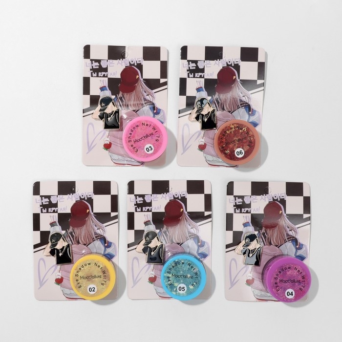 Набор 2 предмета: значок, глиттер &laquo;Корейский стиль&raquo;, цветной, глиттер - цвет МИКС