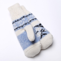 Варежки женские шерстяные &laquo;Весна&raquo;, цвет белый/голубой, размер 20-22