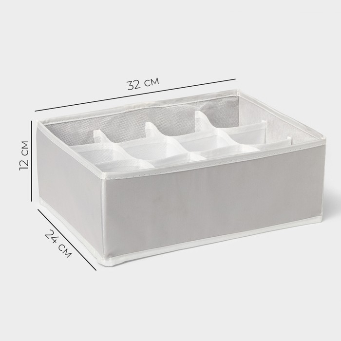 Органайзер для хранения белья LaDо́m, 12 ячеек, 32&times;24&times;12 см, цвет серый