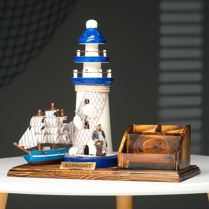 Набор настольный &laquo;Маяк&raquo;: подставка для ручек, визитница, 14 х 30 х 27 см