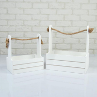 Набор кашпо деревянных 2 в 1 (25&times;15&times;30; 21&times;12&times;23 см) "Dear", ручка канат, белый