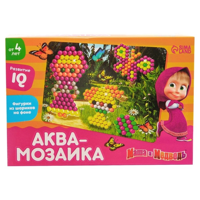 Аквамозаика с декорациями &laquo;Маша и Медведь: Прогулка в лесу&raquo;, 3 фигурки, 300 шариков