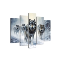 Часы-картина настенные модульные "Волки", бесшумные, 80 х 140 см