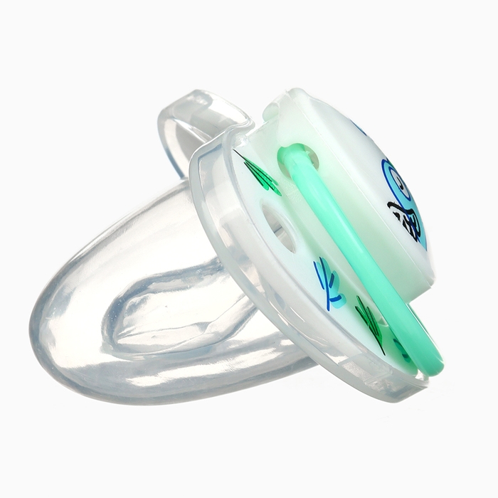 Набор: Соска - пустышка с держателем &laquo;Птички&raquo;, ортодонтическая, +6 мес, цвет зеленый