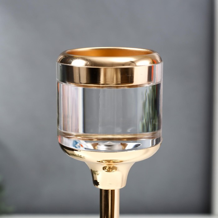 Подсвечник металл на 1 свечу Подсвечник металл на 1 свечу "Прозрачность"МИКС золото 26х12х12 см