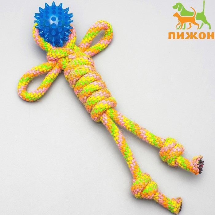 Игрушка канатная Игрушка канатная "Человечек" с мячиком, 75 г, до 24 см, микс цветов