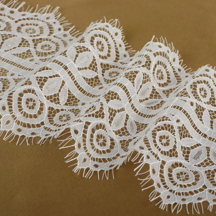 Кружево реснички, 145 мм × 3 ± 0,5 м, цвет белый Кружево реснички, 145 мм × 3 ± 0,5 м, цвет белый