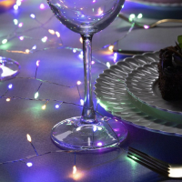 Гирлянда &laquo;Мишура&raquo; 5 м роса, IP20, серебристая нить, 200 LED, свечение мульти, 12 В