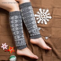 Новый год. Гетры женские шерстяные &laquo;Снежинка белая&raquo;, цвет тёмно-серый