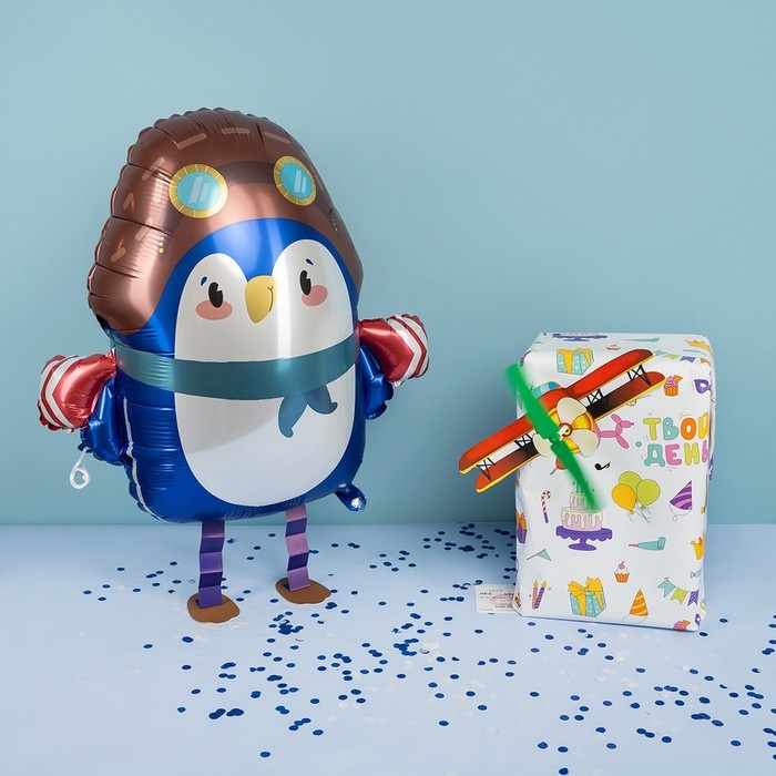 Шар фольгированный 36 Шар фольгированный 36" «Пингвинёнок Лётчик», ходячая фигура