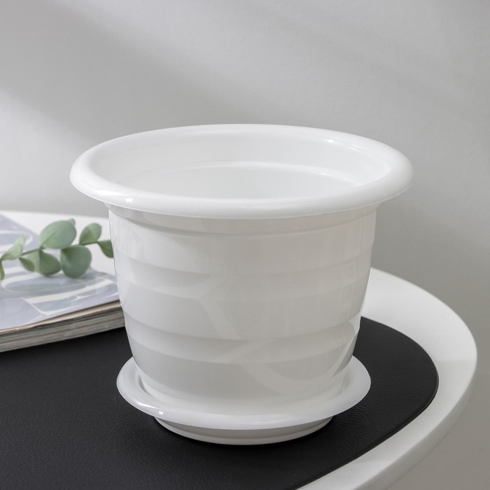 Горшок для цветов с поддоном &laquo;Виола&raquo;, 1 л, пластиковый, белый