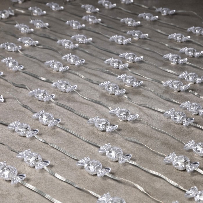 Умная гирлянда &laquo;Нить&raquo; 10 м с насадками &laquo;Конфетки&raquo;, IP20, прозрачная нить, 66 LED, свечение RGB, USB