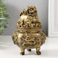Шкатулка нэцке бронза "Дракон на монетках и слитках золота" 8,5х8,5х12,3 см Шкатулка нэцке бронза "Дракон на монетках и слитках золота" 8,5х8,5х12,3 см