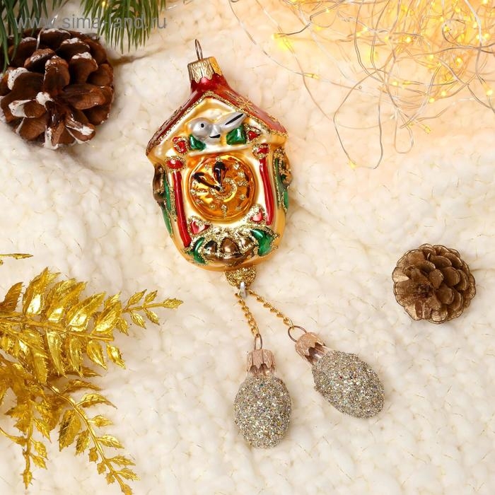 Ёлочное украшение "Часы с шишками" 22 см