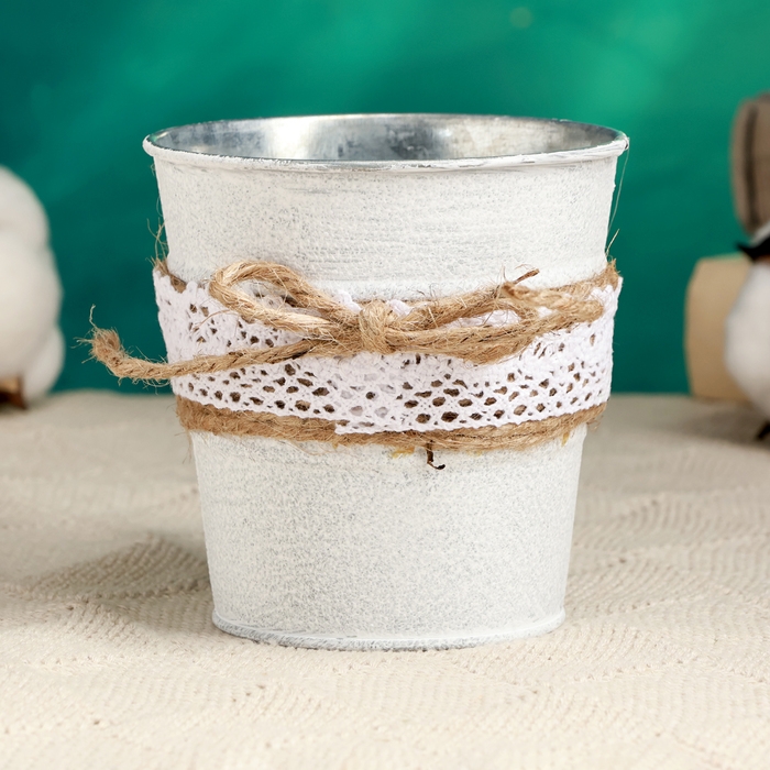 Кашпо "Ведерко Линдберг" белое, 9х9х9,5см