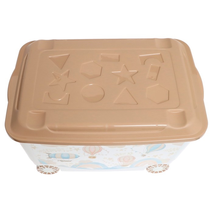 Ящик для игрушек &laquo;Воздушные шары&raquo;, на колёсах 58 &times; 39 &times; 33,5 см, 45 л, тёмно-бежевый