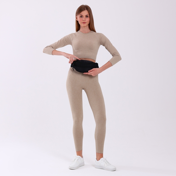 Поясная сумка на молнии, 2 кармана, цвет чёрный