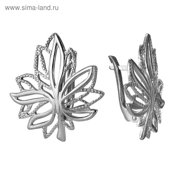 Серьги «Листочки» кленовые, посеребрение с оксидированием Серьги «Листочки» кленовые, посеребрение с оксидированием