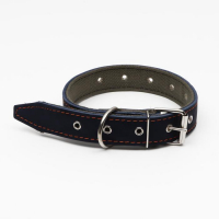 Ошейник комбинированный кожа/брезент, безразмерный, 70 х 3,5 см, ОШ 25-60 см, синий Ошейник комбинированный кожа/брезент, безразмерный, 70 х 3,5 см, ОШ 25-60 см, синий
