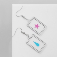 Серьги акрил &laquo;Карты&raquo; капля и звезда, цвет розово-голубой