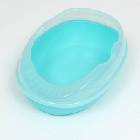 Туалет для кошек округлый с бортиком и совком 38 x 28 x 15 см, синий Туалет для кошек округлый с бортиком и совком 38 x 28 x 15 см, синий