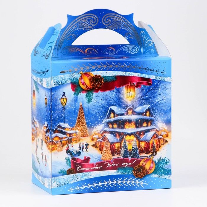 Новый год. Коробка подарочная новогодняя Ларец Новогодний вечер 18,2 х 11,5 х 26 см.