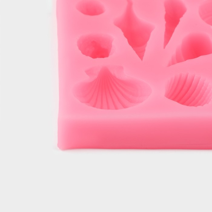 Молд &laquo;Ракушки&raquo;, силикон, 7,7&times;7&times;1,5 см, цвет розовый