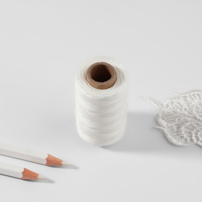 Нитки вощёные, плоские, 210D/16, 1 мм, 50 &plusmn; 2 м, цвет белый