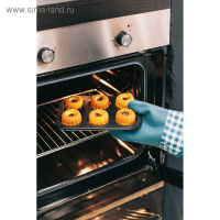 Рукавица для горячего с манжетой Доляна &laquo;Клетка&raquo;, силикон, 27&times;18,5 см, цвет мятный