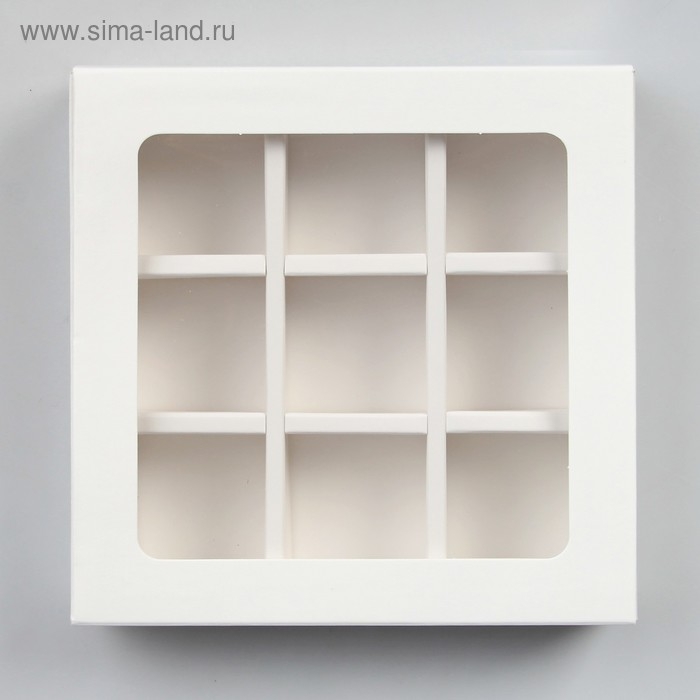 Упаковка для конфет 9 шт, 13,5 х 13,5 х 4 см, белый