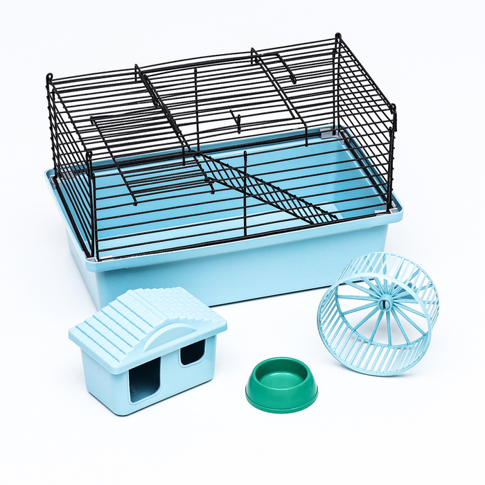 Клетка-мини для грызунов Клетка-мини для грызунов "Пижон" №2, укомплектованная, 27 х 15 х 16 см, бирюзовая