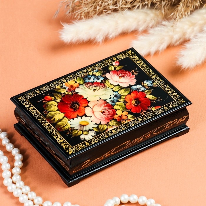 Шкатулка &laquo;Цветочная роспись&raquo;, 10&times;14 см, лаковая миниатюра