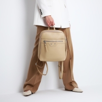 Рюкзак женский из искусственной кожи на молнии, 3 кармана, цвет бежевый