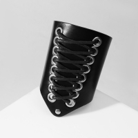 Браслет кожа &laquo;Манжета&raquo; на шнуровке, средний, цвет серебряно-чёрный,