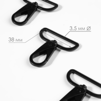 Карабин металлический, 52 × 45 мм / 38 × 3,5 мм, 3 шт, цвет матовый чёрный Карабин металлический, 52 × 45 мм / 38 × 3,5 мм, 3 шт, цвет матовый чёрный