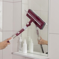 Окномойка с насадкой из микрофибры Доляна, фиксатор, стальная телескопическая ручка, 27&times;8&times;86(126) см, цвет МИКС