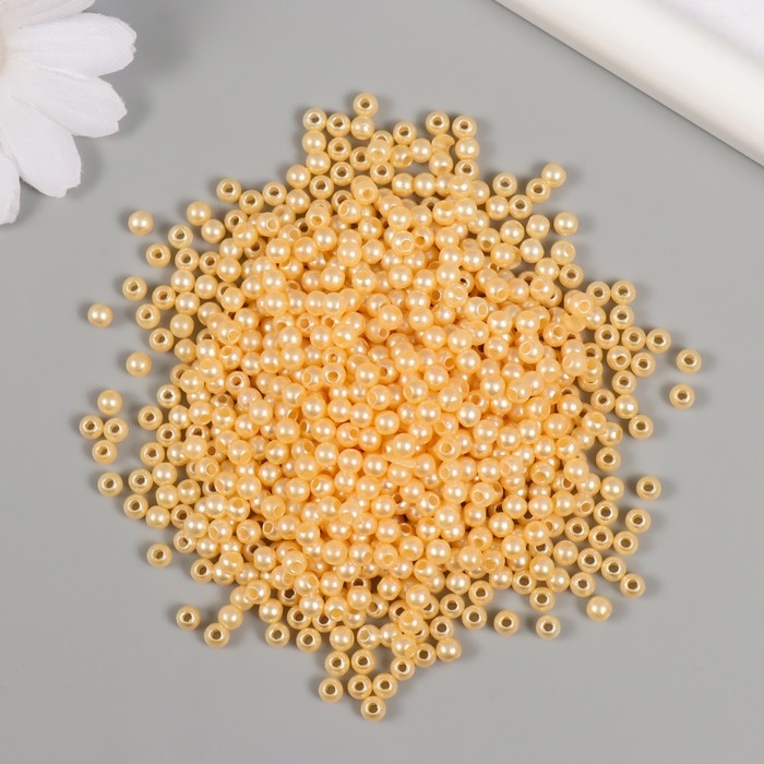 Набор бусин Набор бусин "Жемчуг" d 4 мм, 250 гр, светло-бежевый