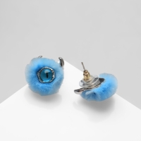 Серьги с эмалью &laquo;Монстрики&raquo; с рожками, пушистый, цвет голубой