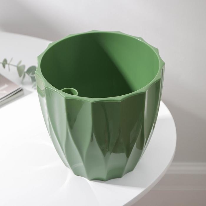 Кашпо для цветов со вставкой &laquo;Флюте&raquo;, 3 л, цвет малахит