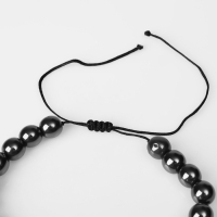 Браслет мужской &laquo;Гематит&raquo; лев, цвет чёрный с чернёным серебром, d=6 см