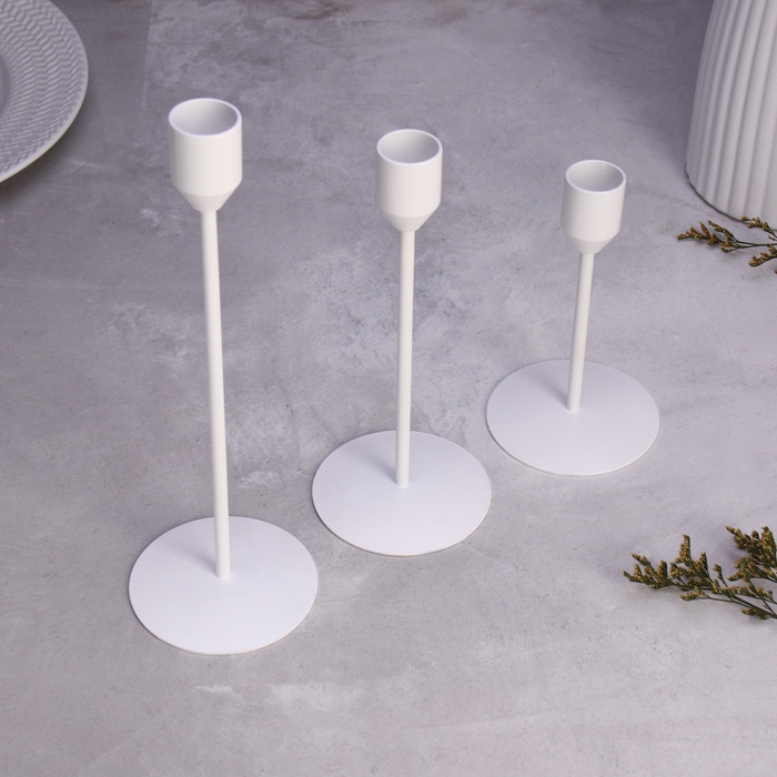 Набор подсвечников "Трио" 8х24; 8х19; 8х14см, белый