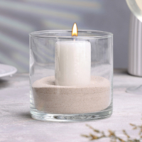 Ваза-подсвечник "Труба" с белой свечой, 10,7&times;10 см, 9 ч, цилиндр, стекло