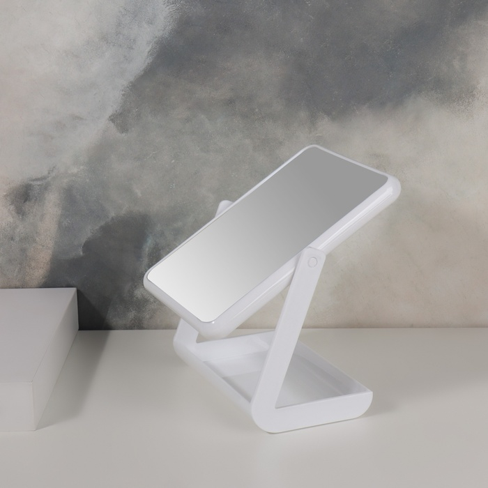 Зеркало с подставкой для хранения, двустороннее, зеркальная поверхность 13,5 × 17 см, цвет МИКС Зеркало с подставкой для хранения, двустороннее, зеркальная поверхность 13,5 × 17 см, цвет МИКС